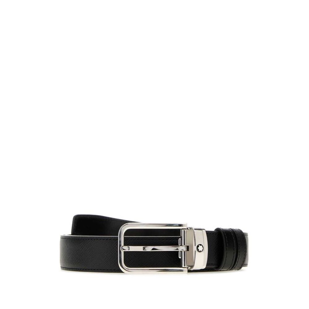 Montblanc Men Black Leather Reversible Belt